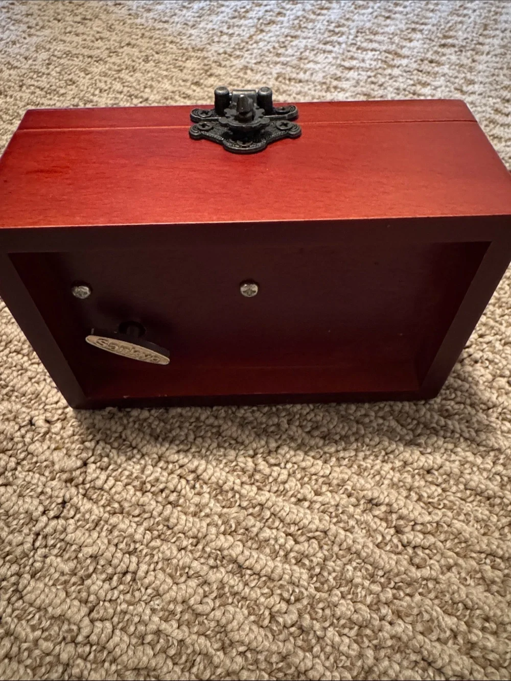 Sanko Japan Red Decorative Jewelry Box  Music Box with Antique Accents.